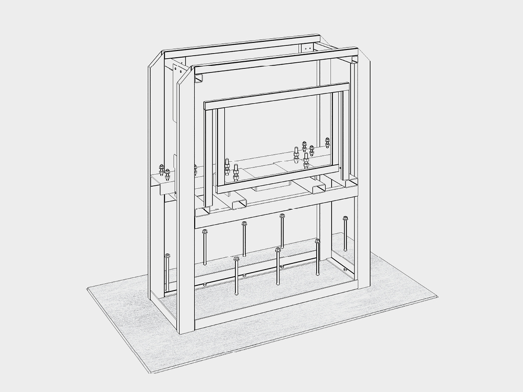 Корпус шлагбаума устанавливается на бетонируемое основание при помощи анкерных болтов. Анкерные болты входят в состав поставки изделия.